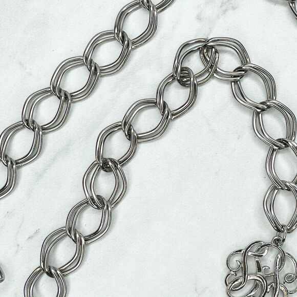 Silver Tone Chain Link Belt Abstract Charm Y2K Festival XS/Small (XS/S) ✨ - Picture 10 of 12